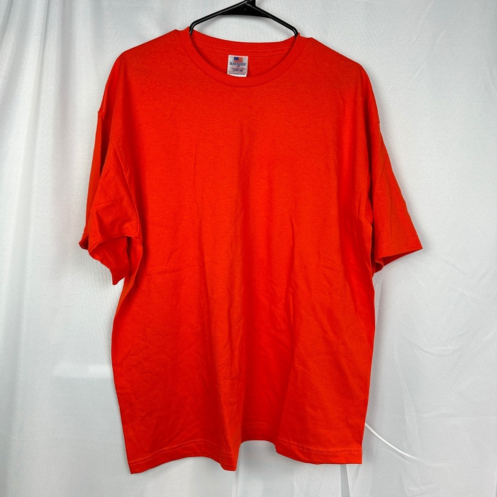 NWT Bayside USA Blank T-Shirt Mens XL Crimson Orange‎ Made In America Streetwear